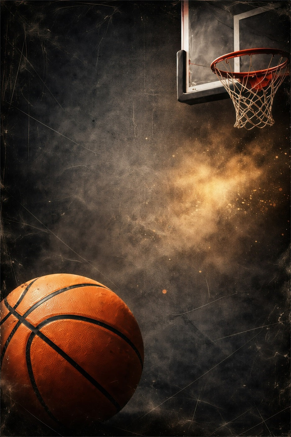Toile de fond Photo Sport Basketball Explosion Poussière Panier Grunge GQ61-87