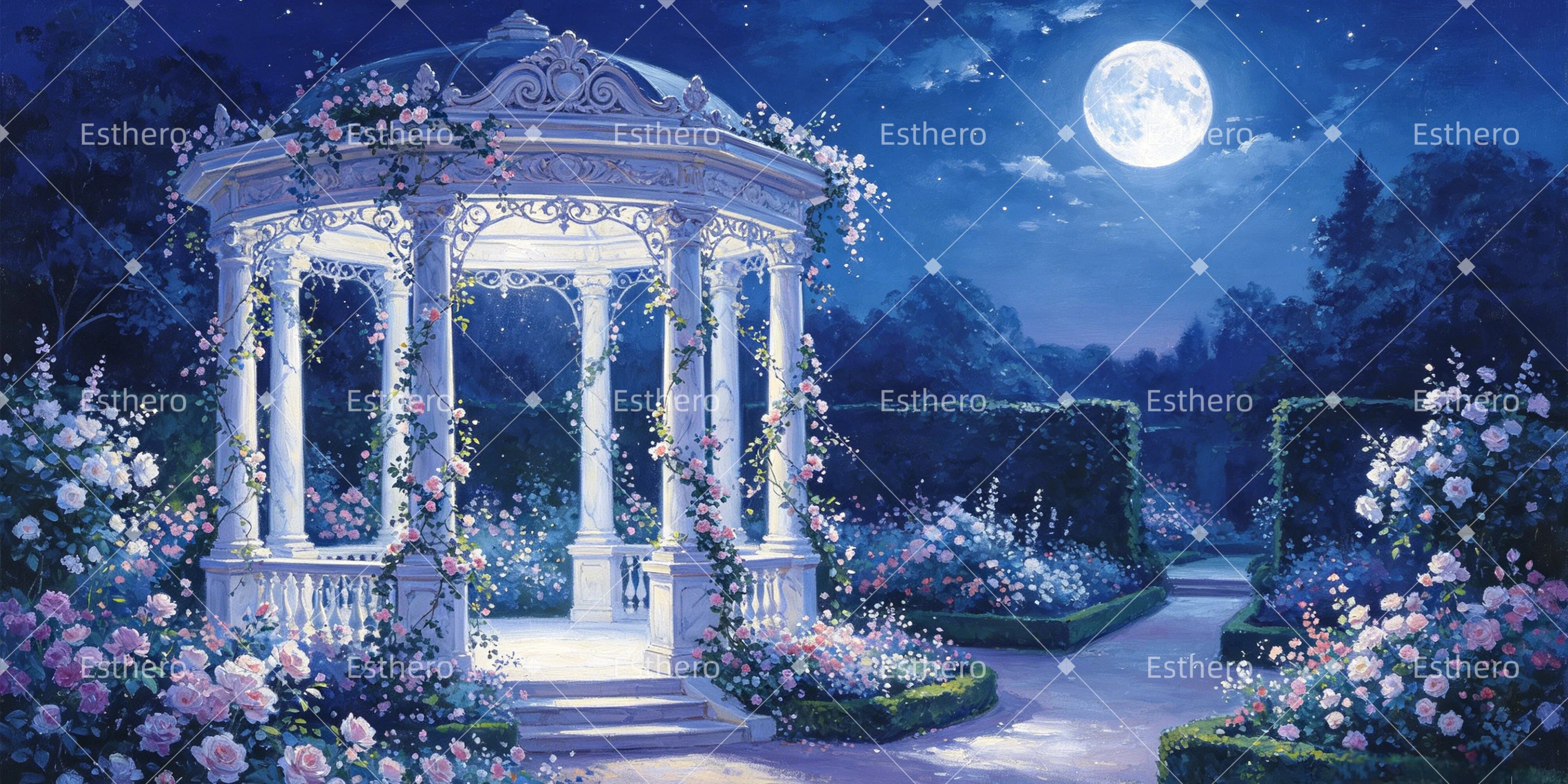 Toile de fond cinéma pavillon clair de lune décor spectacle GQ64-T5