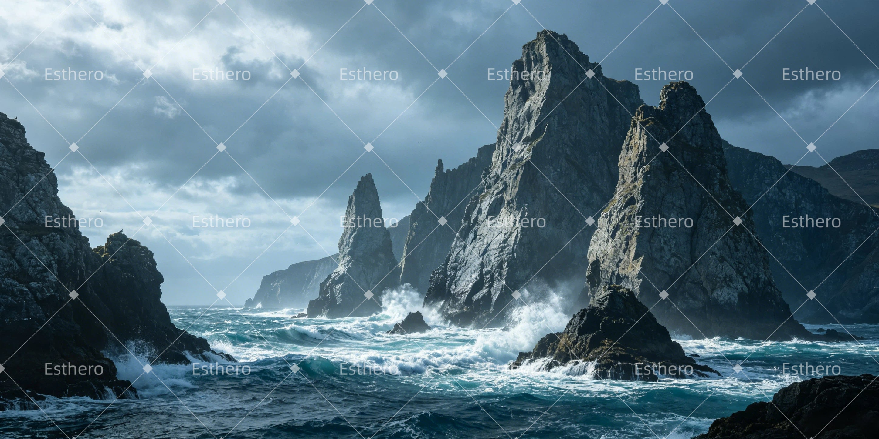 Grande toile de fond de falaises côtières pour scène théâtrale GQ65-T109
