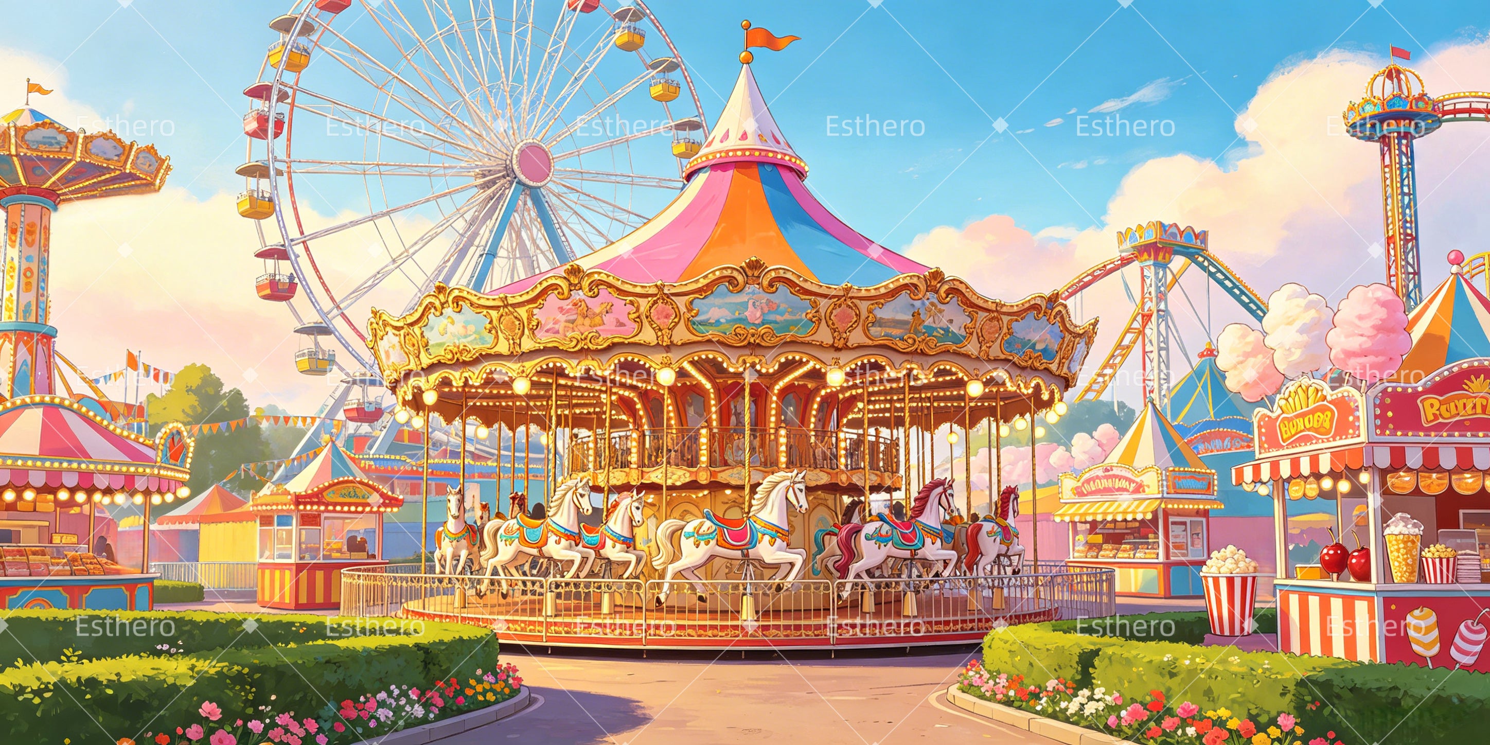 Toile de fond cirque parc d’attractions spectacle scolaire GQ65-T31