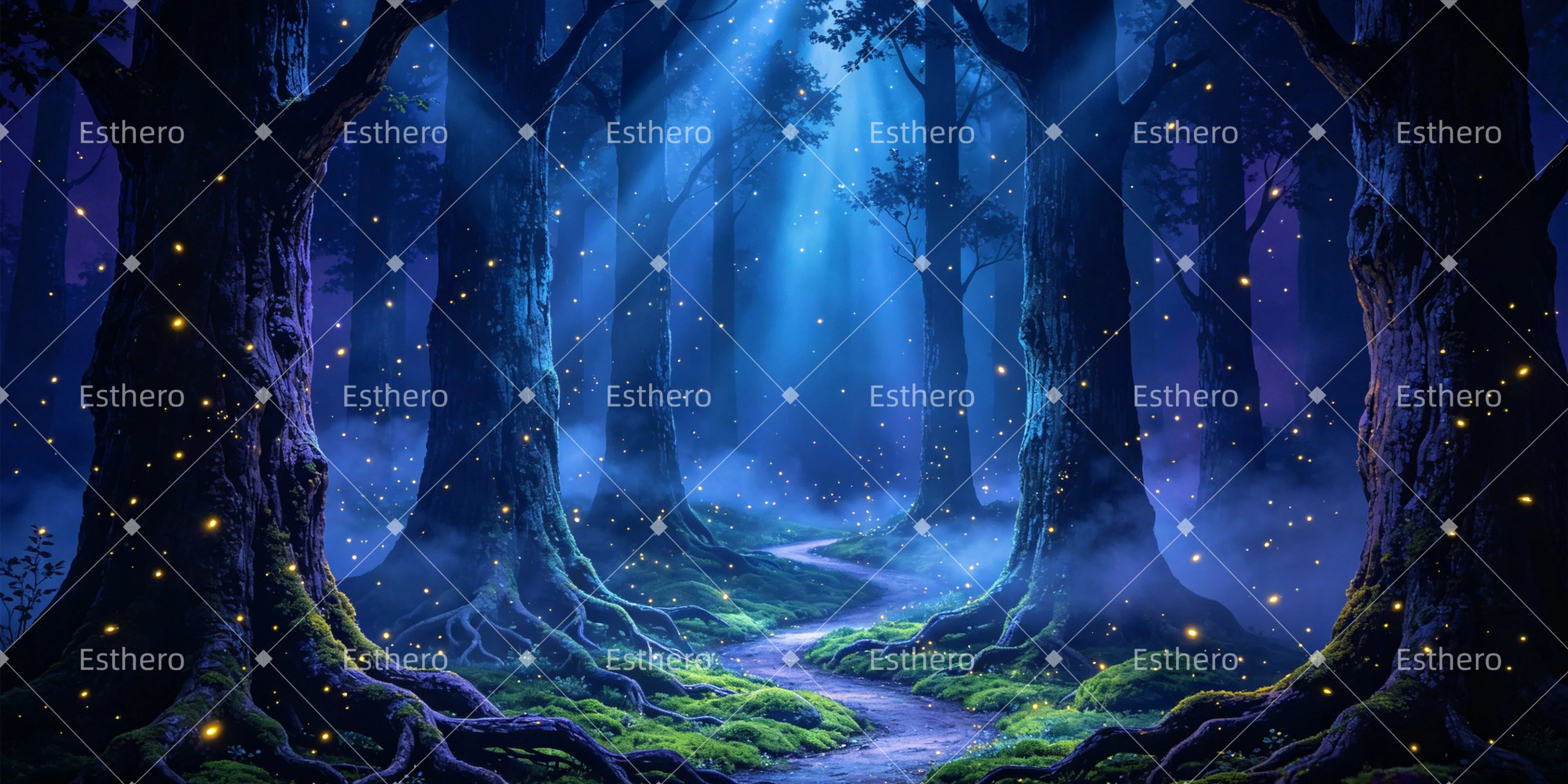 Toile de fond de scène professionnelle Forêt nocturne GQ65-T3