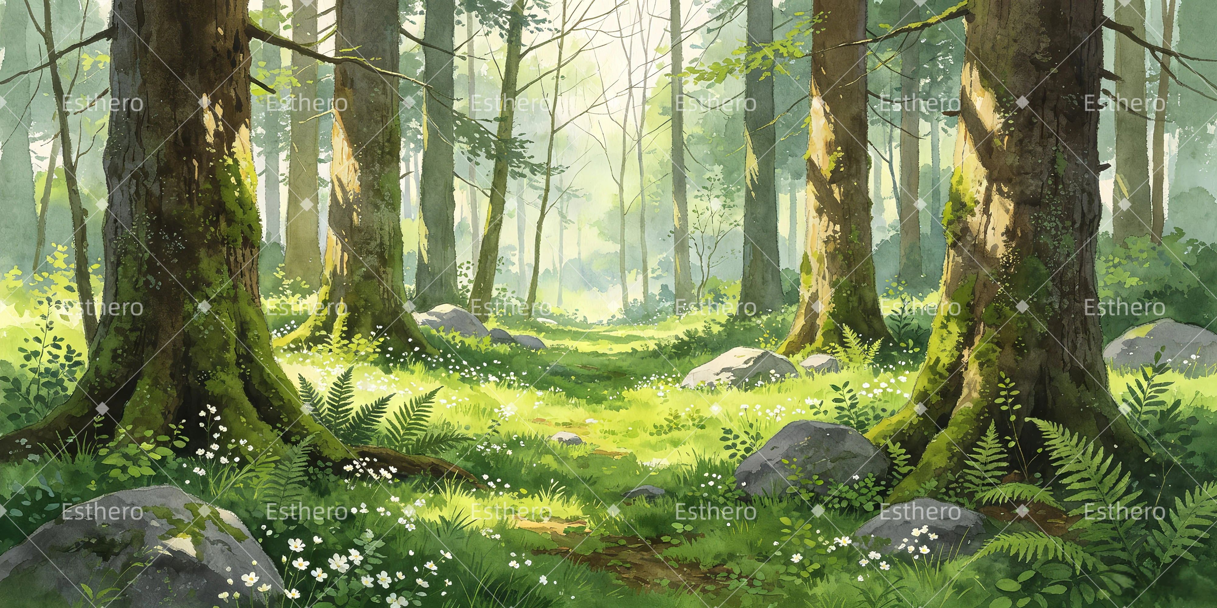 Toile de fond de voyage en forêt pour pièce de théâtre GQ65-T97