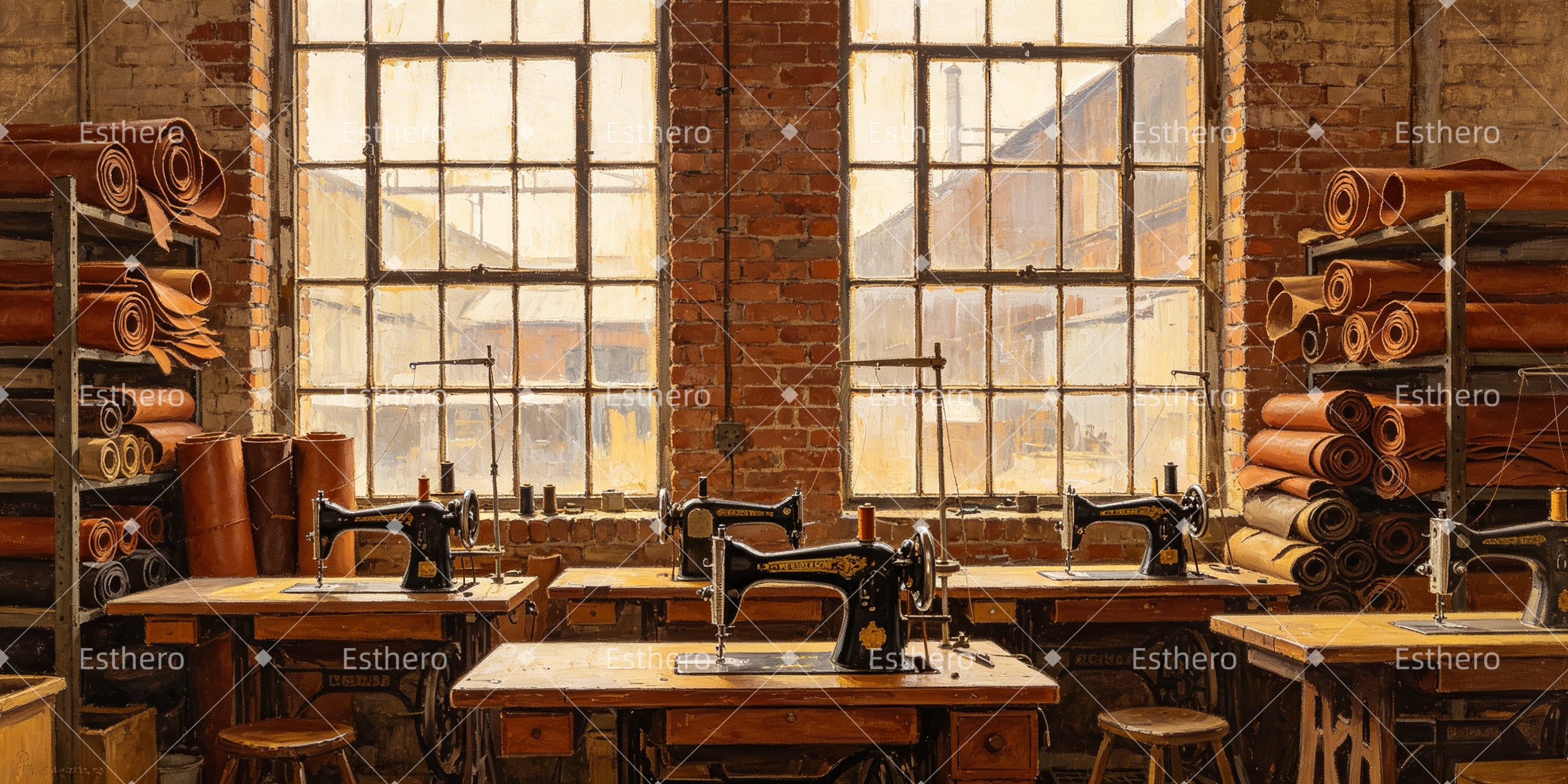 Toile de Fond Usine de Chaussures pour Pièce de Théâtre GQ66-T21