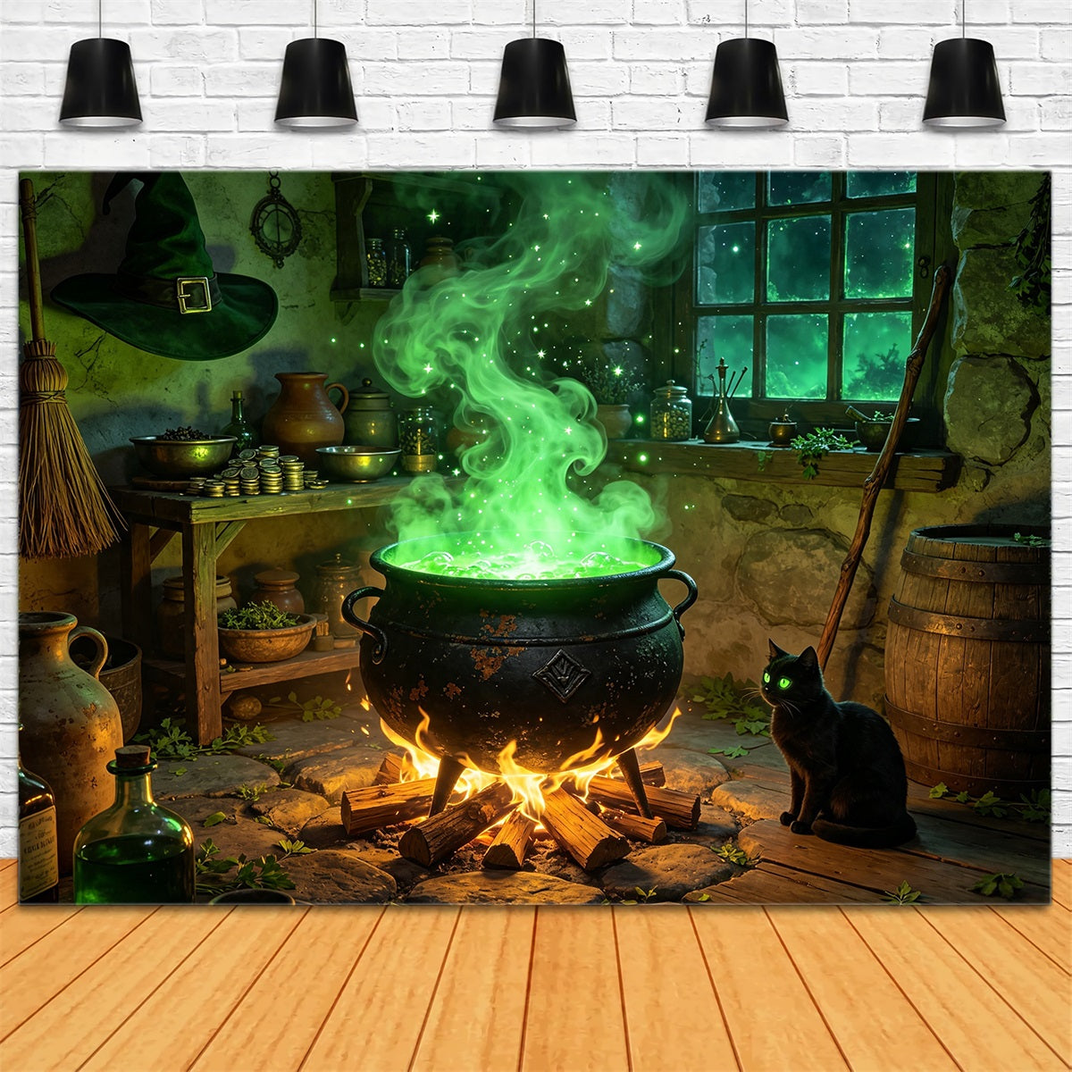 Décor De Cuisine De Sorcière Chaudron Lumineux Chalet Décor D'Halloween GQ67-103