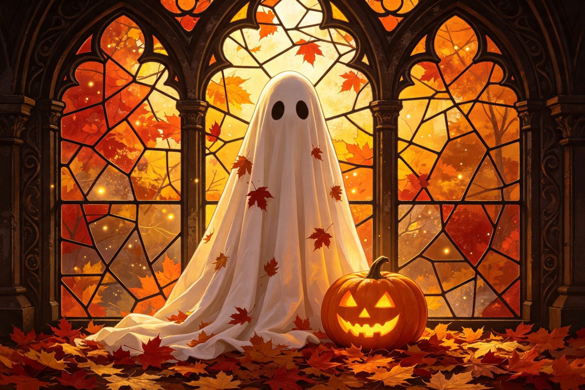 Décor De Fond En Vitrail Fantôme Décoration D'Automne En Vitrail Fantôme Pour Halloween GQ67-107