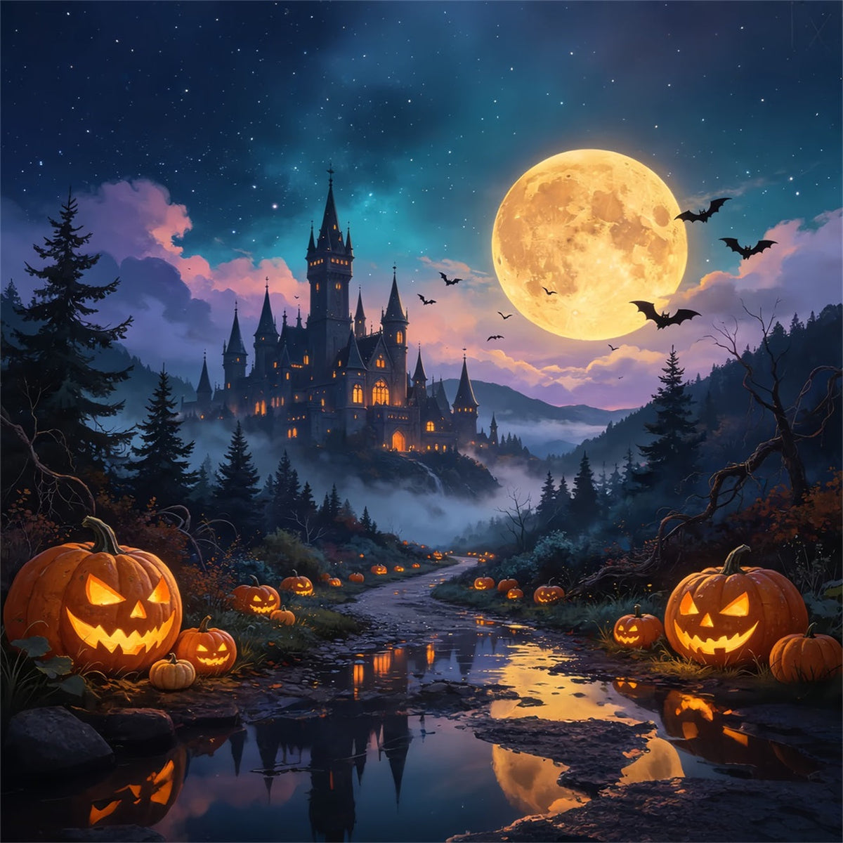 Décor De Citrouille D'Halloween Citrouille Au Clair De Lune Décor Hanté De Castle Valley GQ67-79