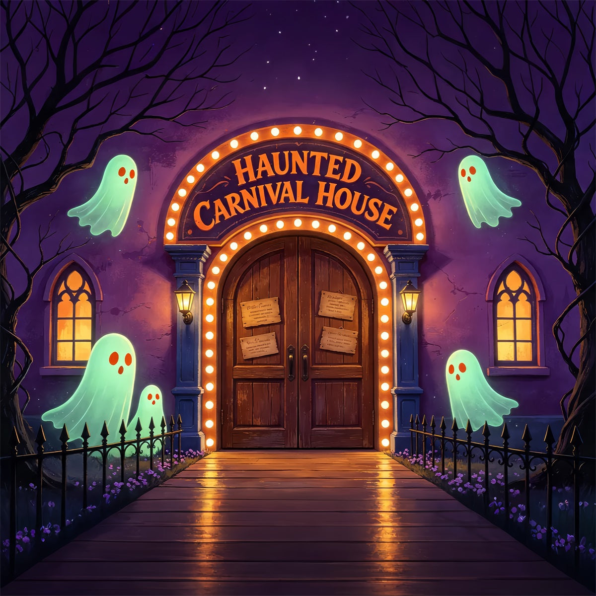 Décor De Carnaval D'Halloween Entrée De Maison Hantée Lumineuse Décors Effrayants D'Halloween GQ67-89