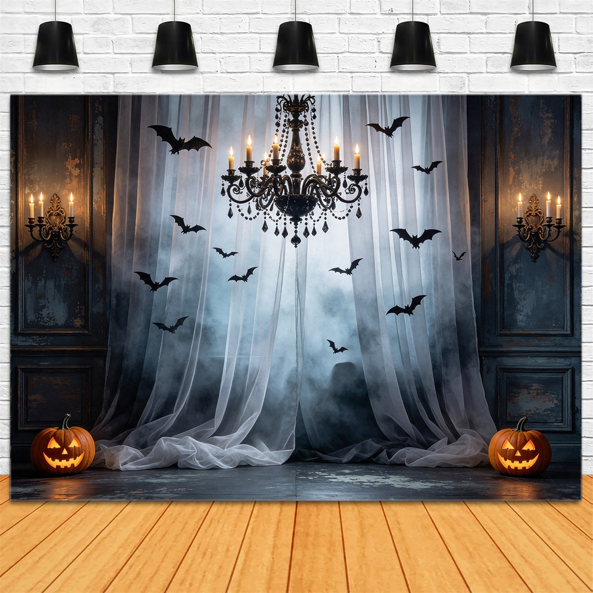 Décor De Chauve-Souris Rideau Brumeux Lustre Hall Décor Effrayant D'Halloween GQ67-92