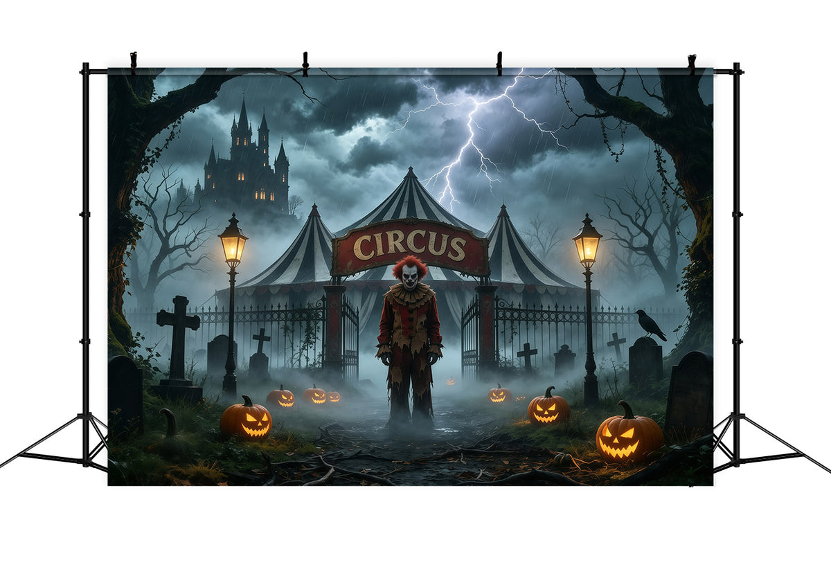 Décor De Clown D'Halloween Chapiteau De Cirque Orageux Cimetière Décor D'Halloween Effrayant GQ67-94