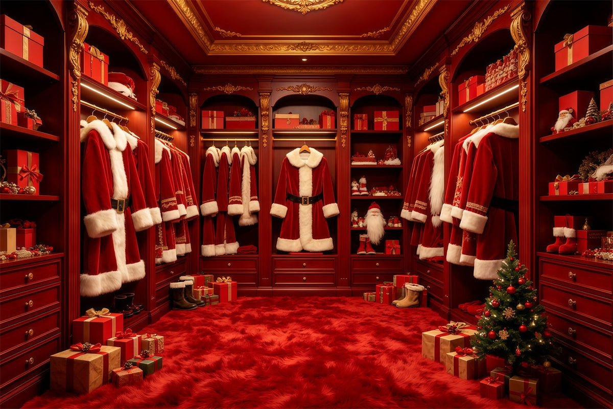 Décor De Noël Avec Le Père Noël Présentoir De Garde-Robe Du Père Noël Rouge Décor De Studio De Noël GQ68-133