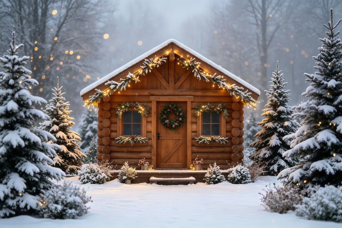 Décor De Noël Champêtre Retraite Enneigée En Chalet Confortable Décor Mural De Noël GQ68-88