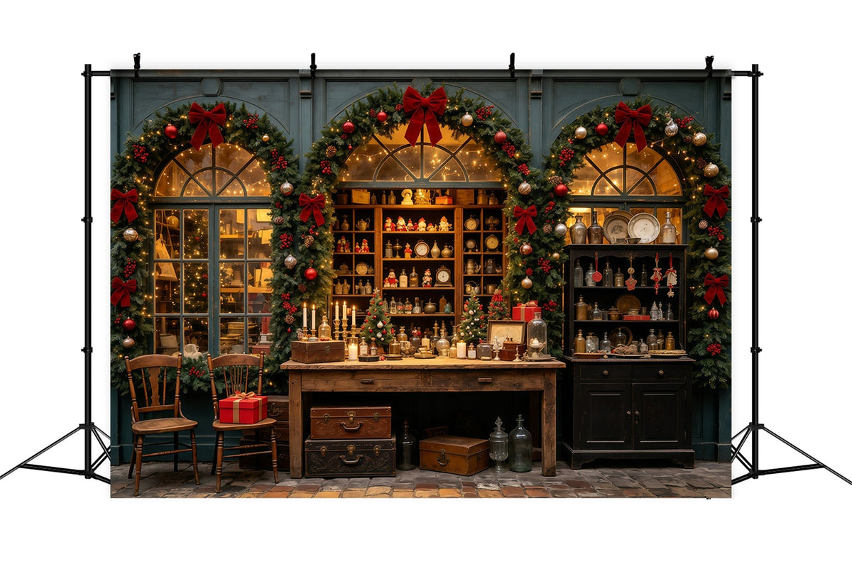 Décor De Vitrine De Noël Vitrine De Guirlande De Magasin D'Antiquités Décor Mural De Noël GQ69-29