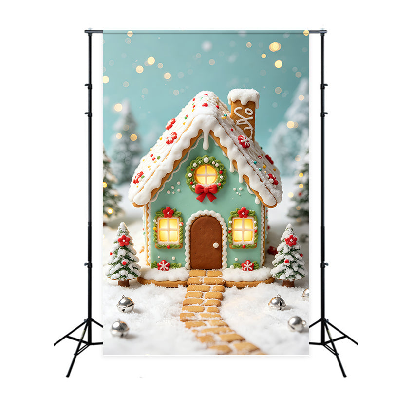 Décor De Bonbons De Noël Maisonnette En Pain D'Épice À La Menthe Décor Photographique De Noël GQ69-70