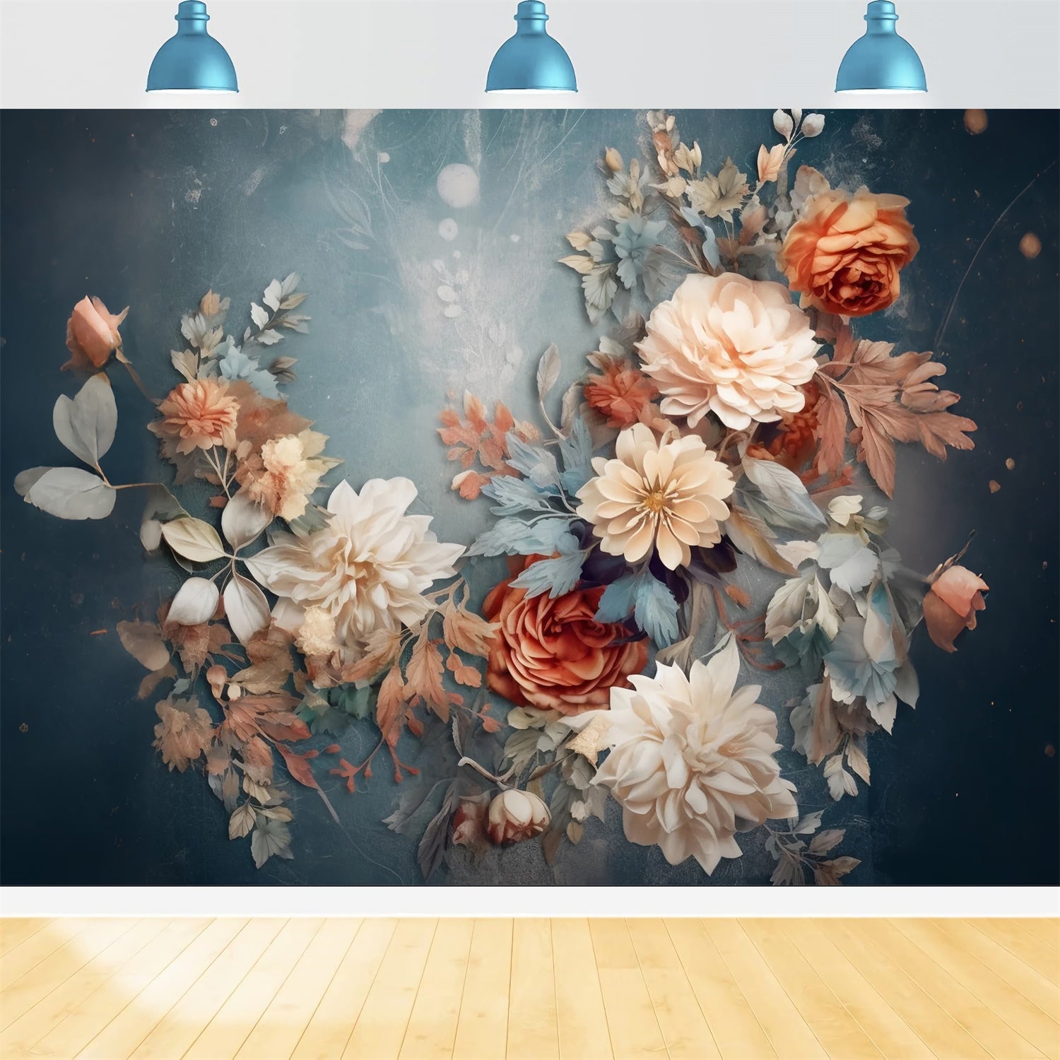 Toile de Fond Artistique Sérénité Florale de Minuit GTY-101