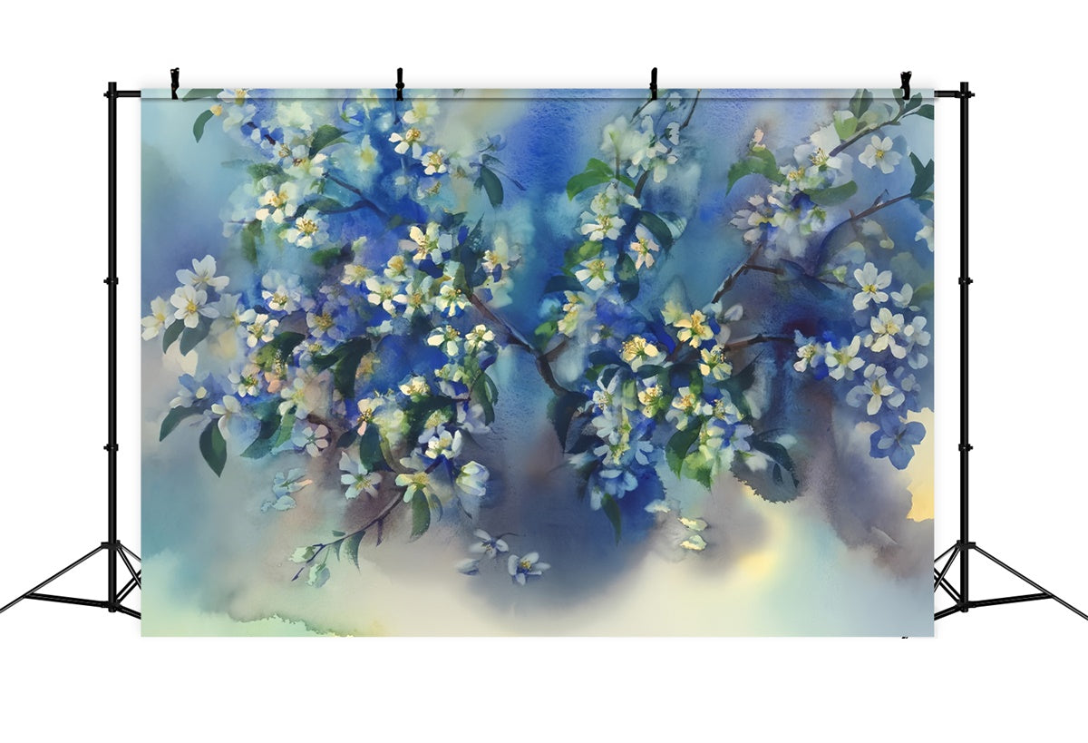 Toile de Fond Beaux-Arts Fantaisie Florale Bleu Sérénité GTY-109