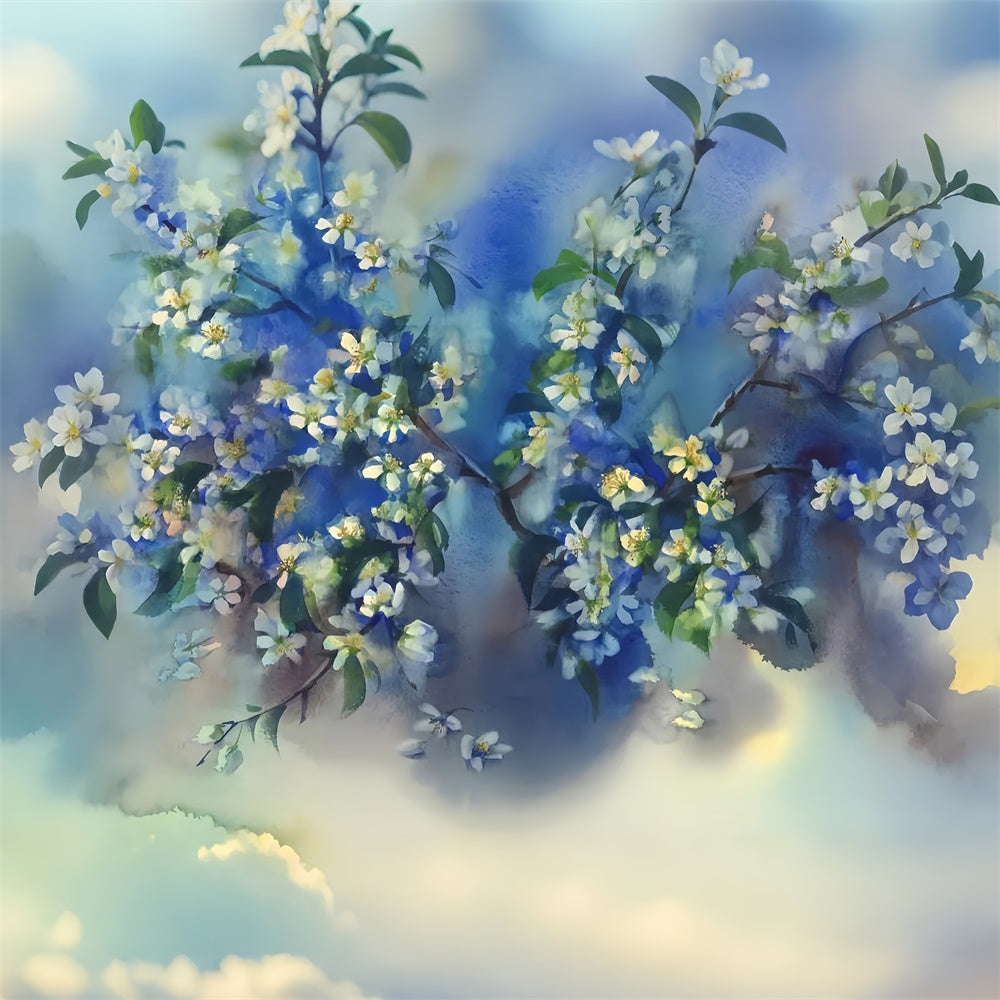 Toile de Fond Beaux-Arts Fantaisie Florale Bleu Sérénité GTY-109