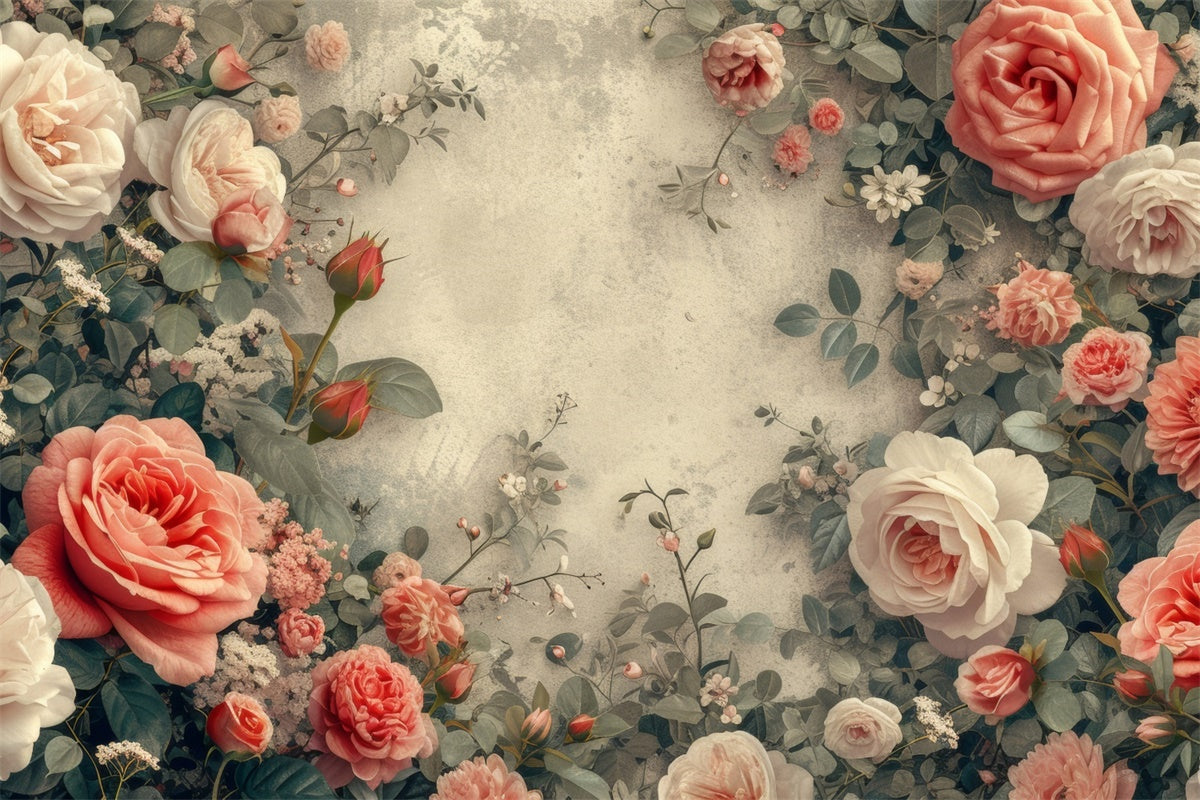 Toile de Fond Artistique Gracieuse Cadre Floraison Rose GTY-66