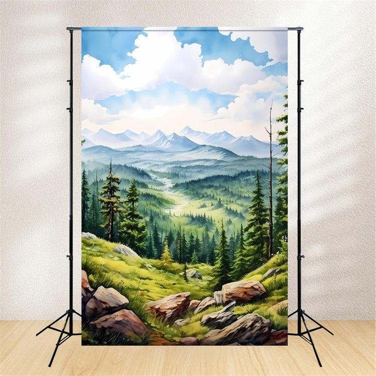 Toile de Fond Artistique Ciel Tranquille Montagne GTY-81
