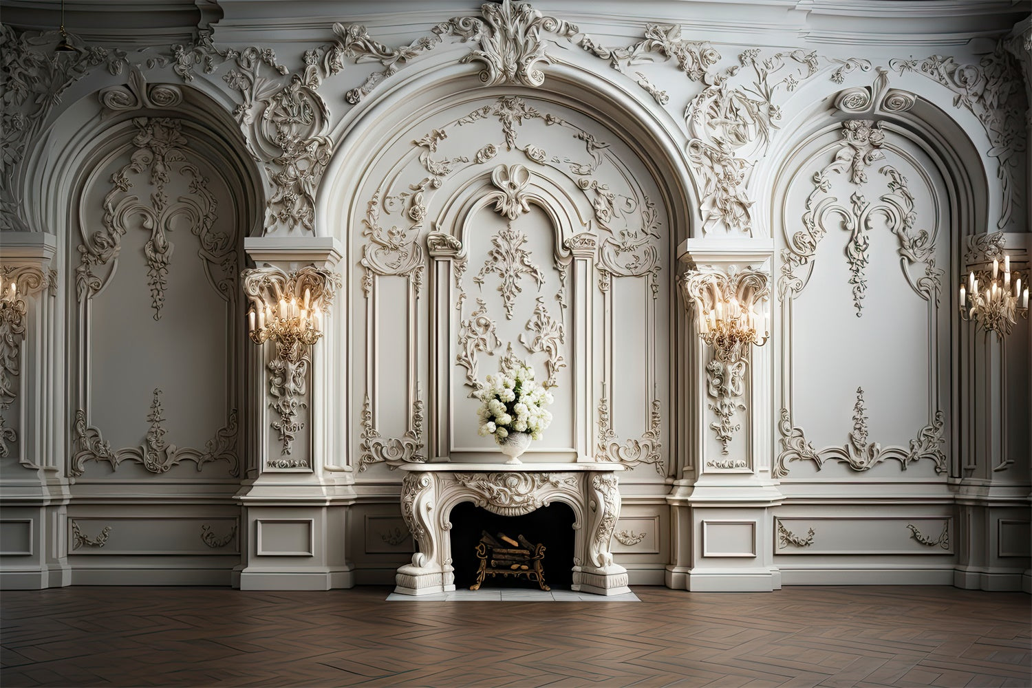 Toile de fond Maternité Mur Blanc Orné Royal GTY2-16