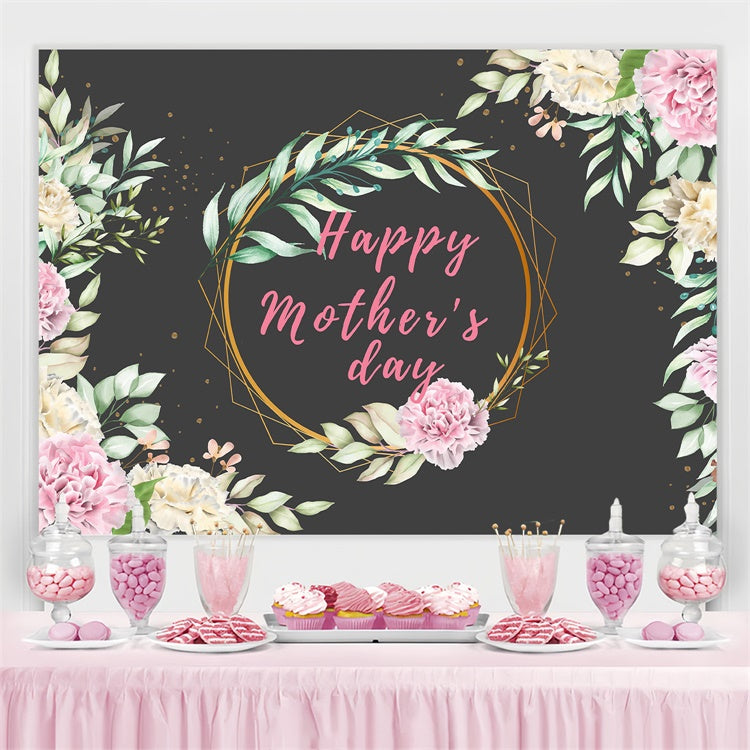 Toile de fond Fête des Mères Pivoine Rose Cadre Géométrique Personnalisée GTY3-157