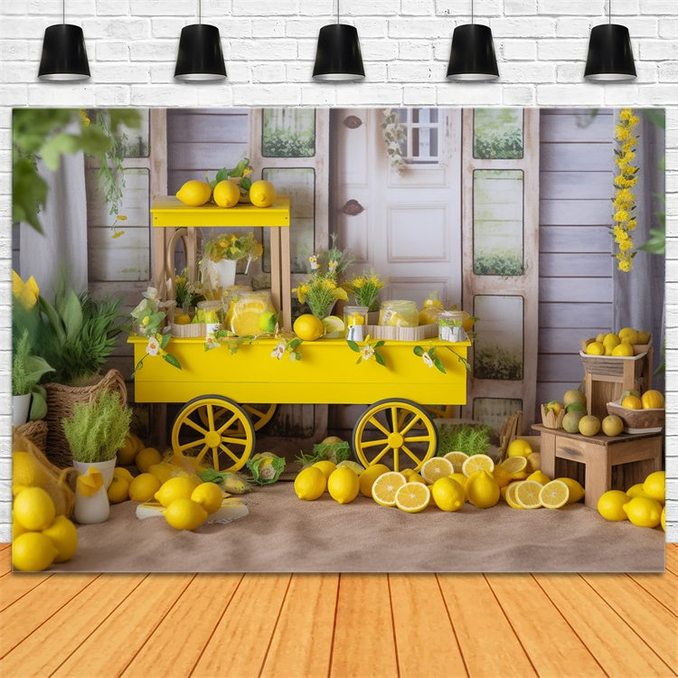 Toile de fond Été Citron Chariot Jaune Campagne GTY3-285