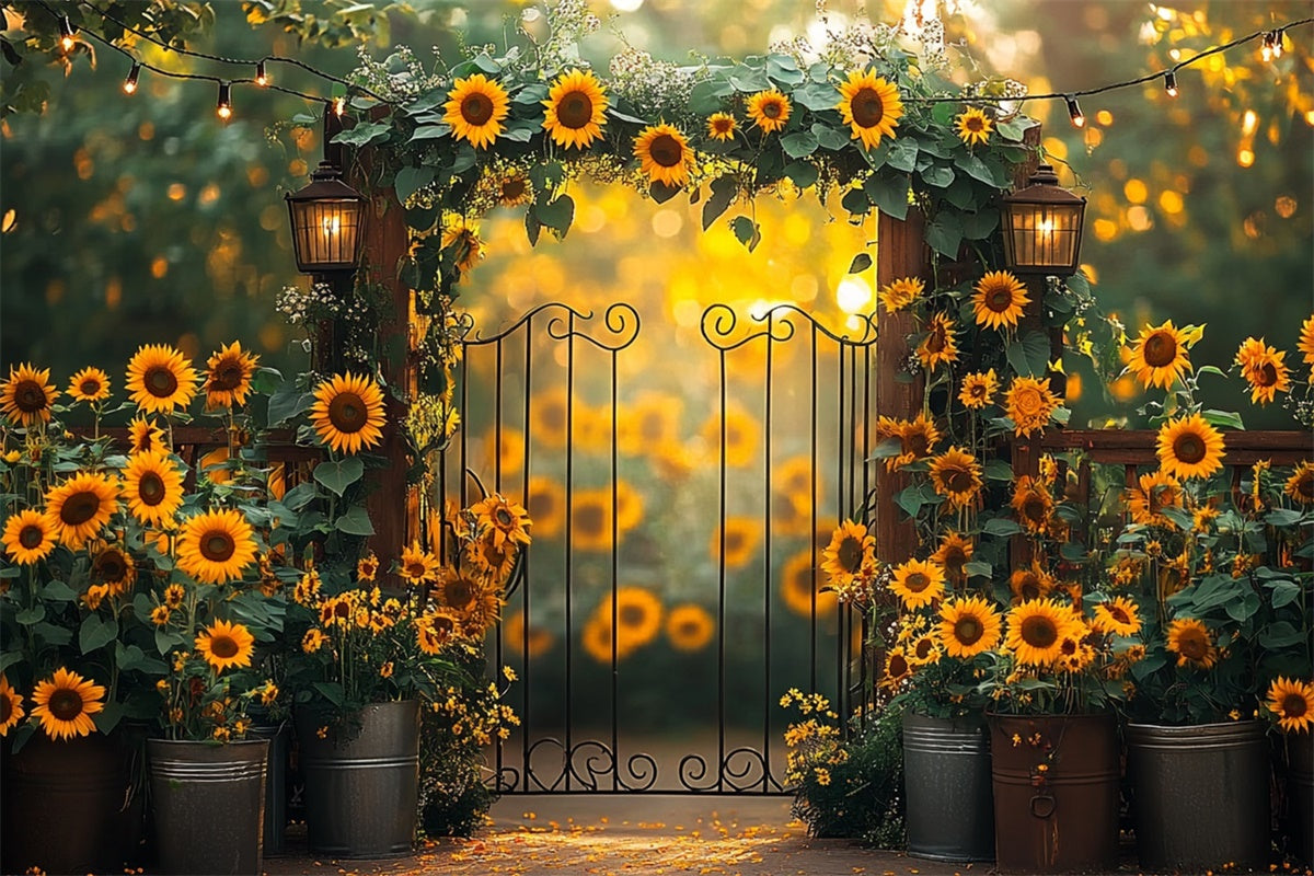 Toile de fond Été Tournesols Guirlande Lumineuse GTY3-308