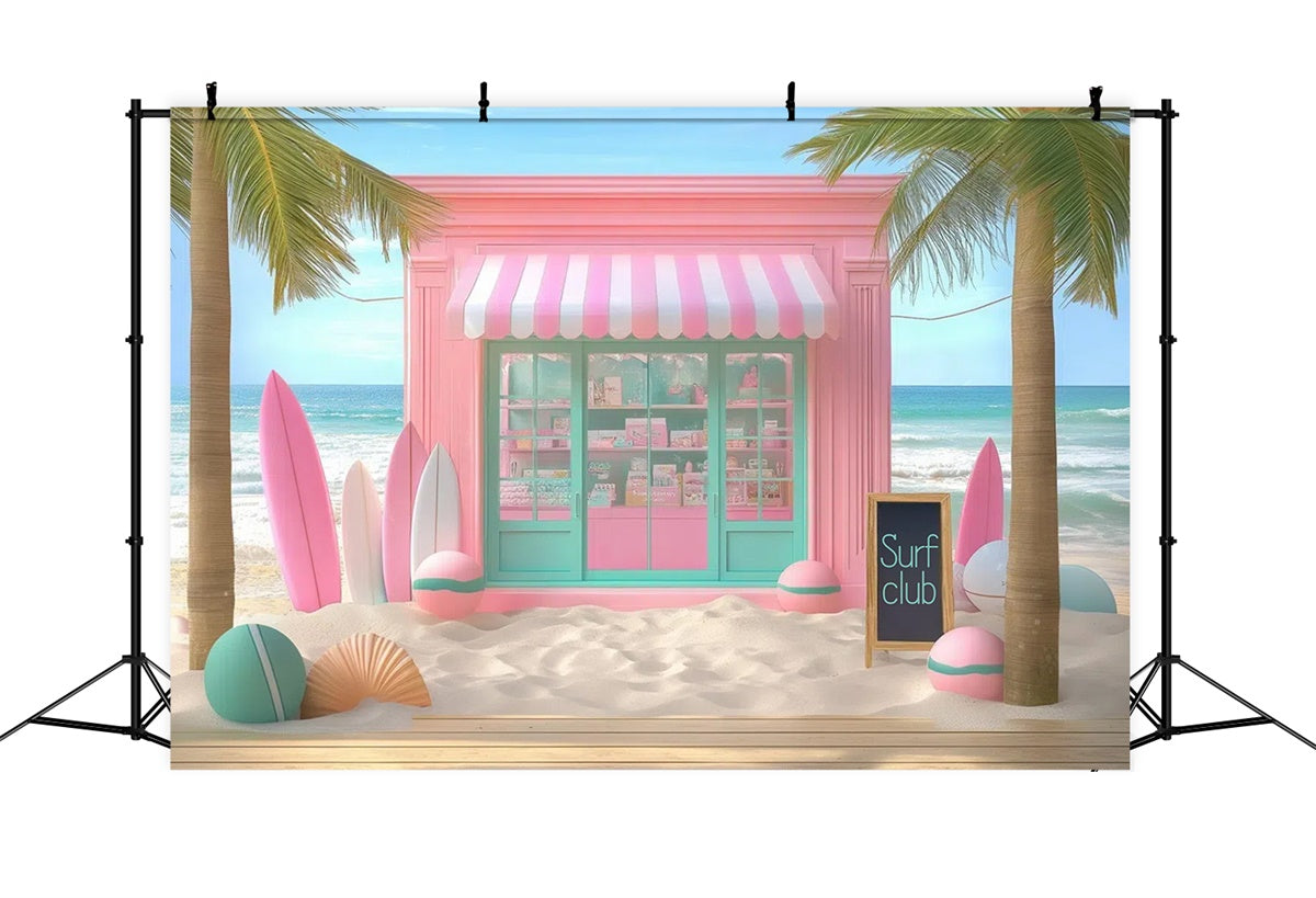 Toile de fond de Plage Été Planches de Surf Roses Boutique GTY3-313
