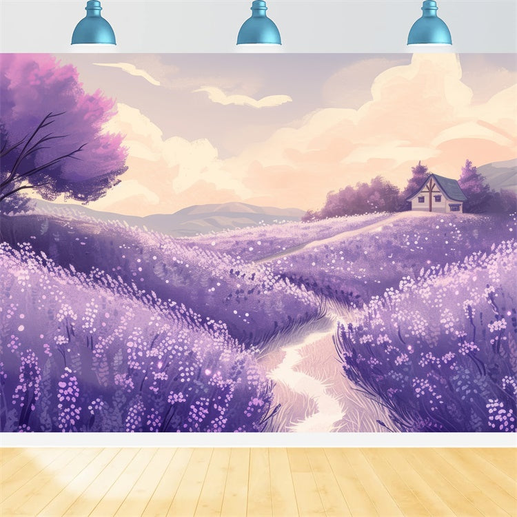 Toile de fond Florale Champêtre Charmante Illustration Lavande GTY3-34