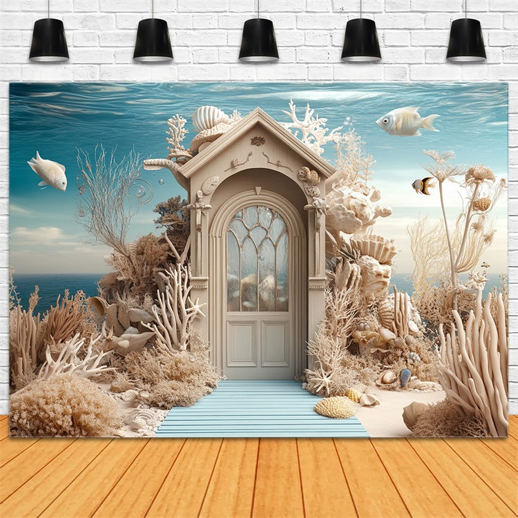 Toile de fond Été Porte Château de Corail Sous-Marin GTY3-377