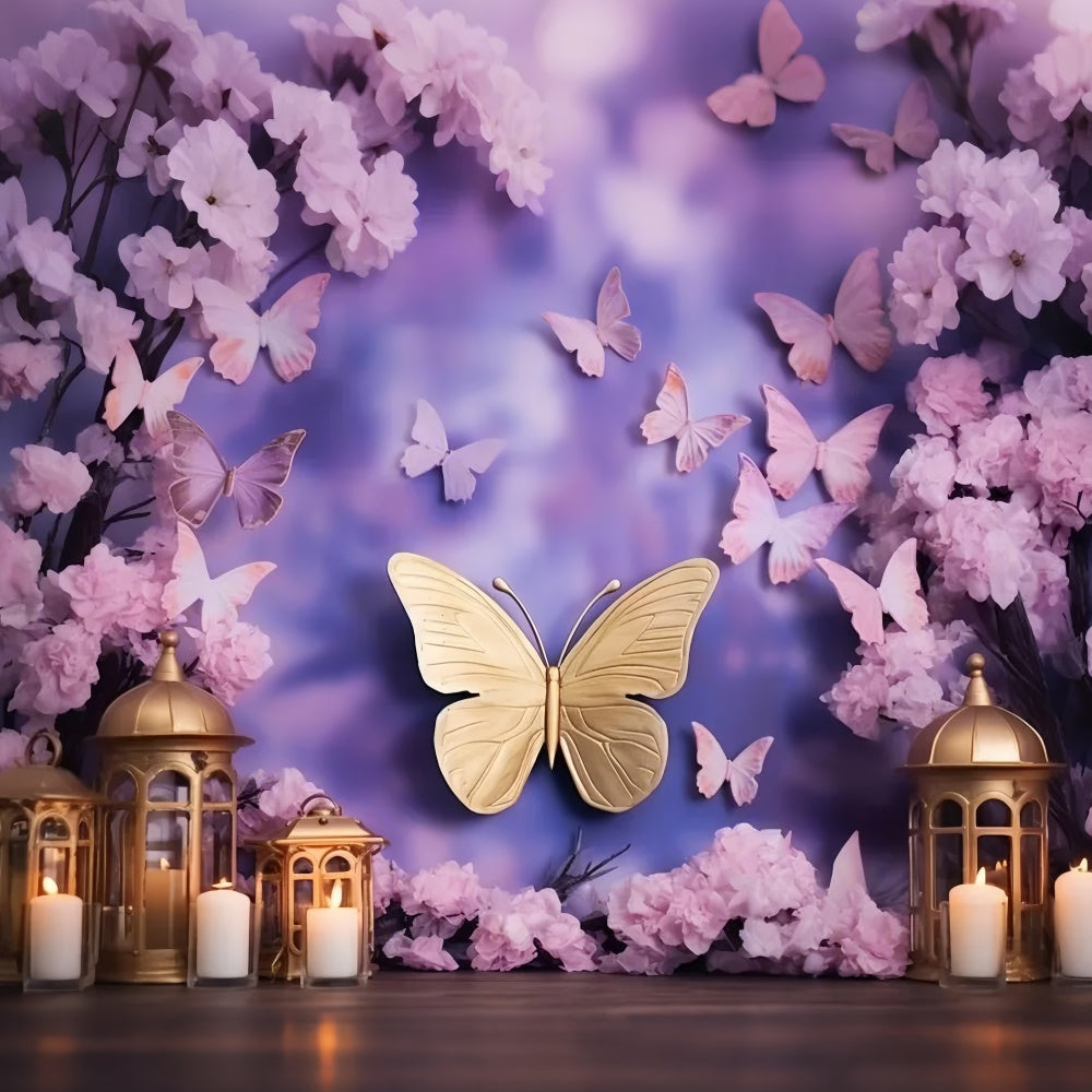 Toile de fond Été Papillon Violet Lumineux Fantaisie GTY3-397
