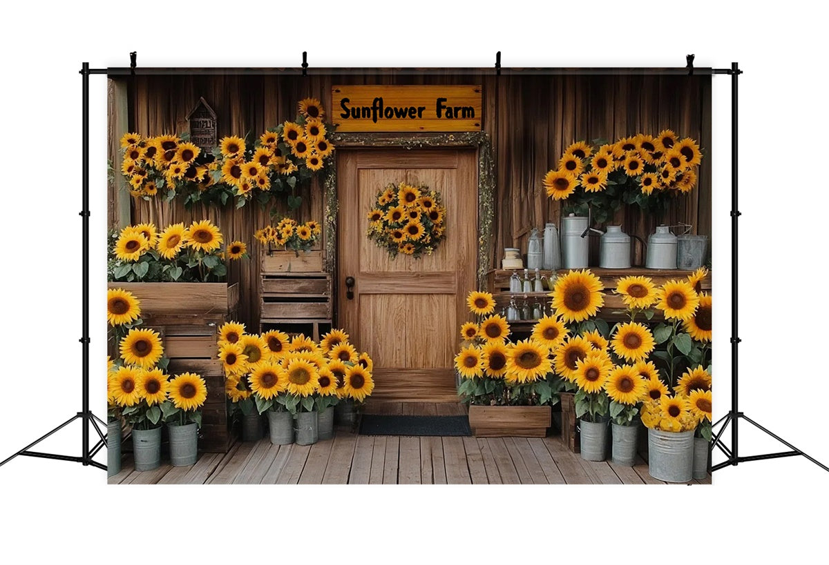 Toile de fond Été Maison Rustique Tournesols GTY3-409