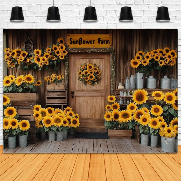 Toile de fond Été Maison Rustique Tournesols GTY3-409