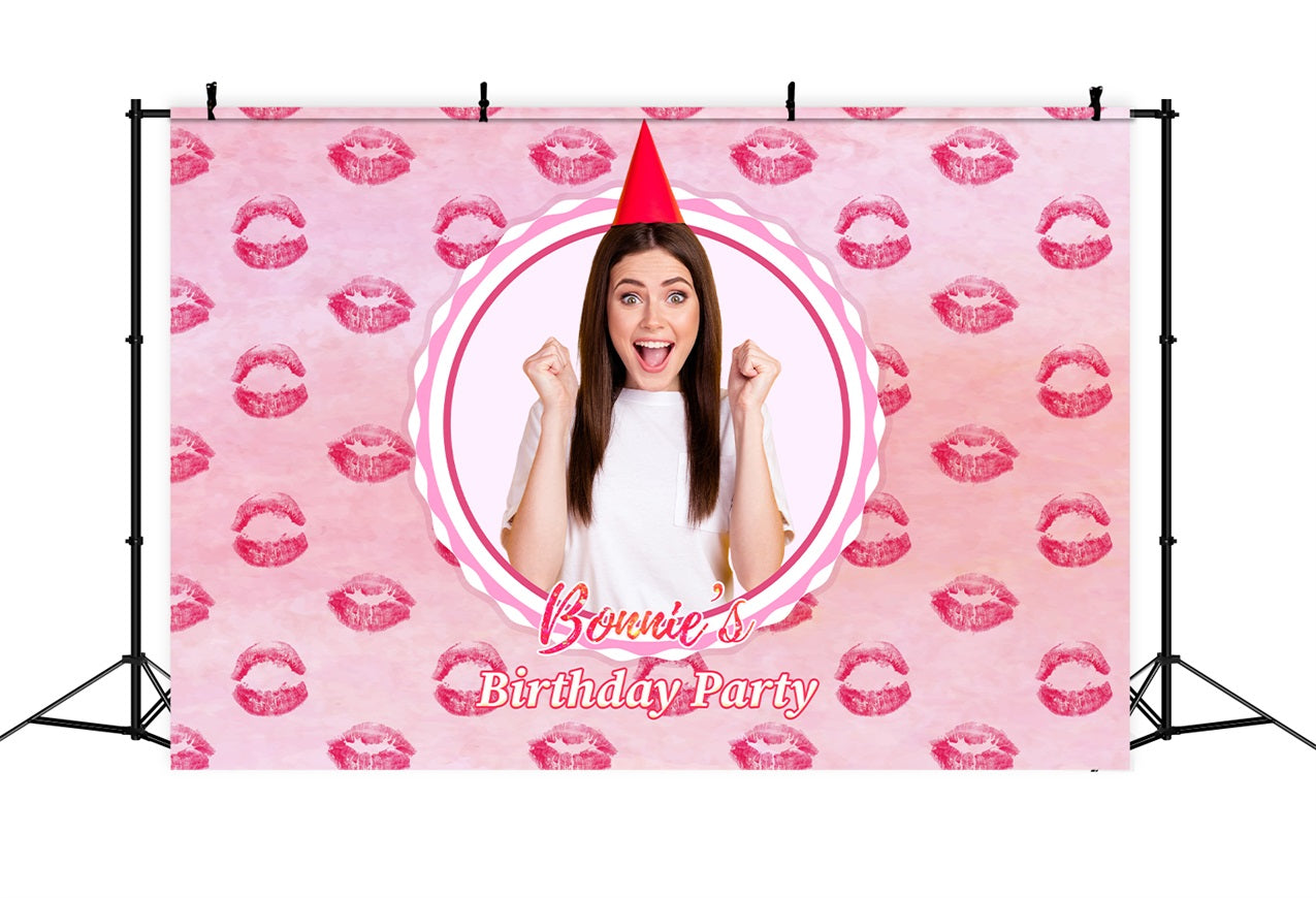 Toile de fond Anniversaire Personnalisable Poupée de Mode Rose Baiser LXX1-201