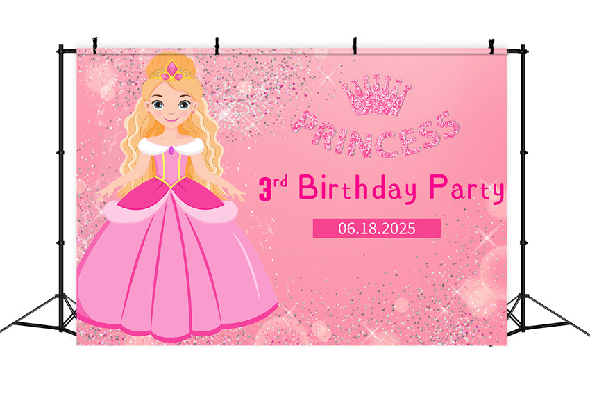 Toile de fond Anniversaire Personnalisée Poupée de Mode Pailletée Rose LXX1-206