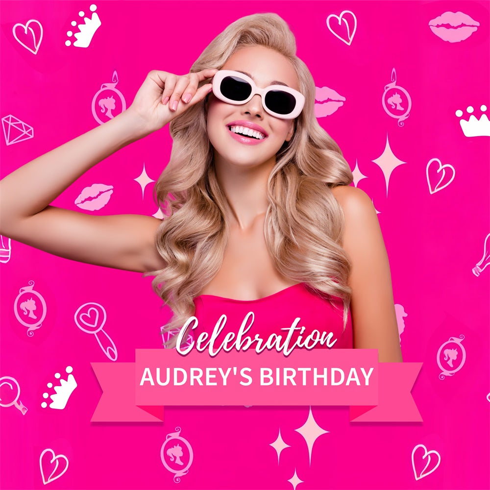Fond Anniversaire Personnalisée Poupée de Mode Audrey Étincelante Rose Fête LXX1-210