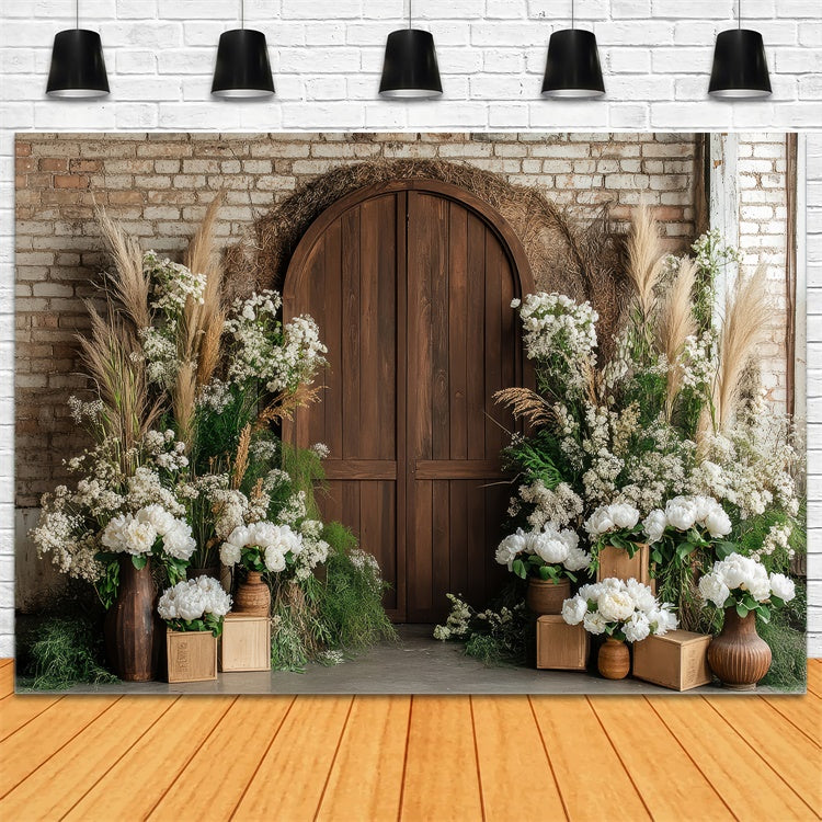 Toile de fond Animal de compagnie Porte en Bois Rustique Fleurs LXX1-255