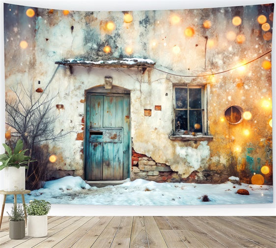 Toile de fond Animal de compagnie Chalet Rustique Neige Douillette LXX1-291