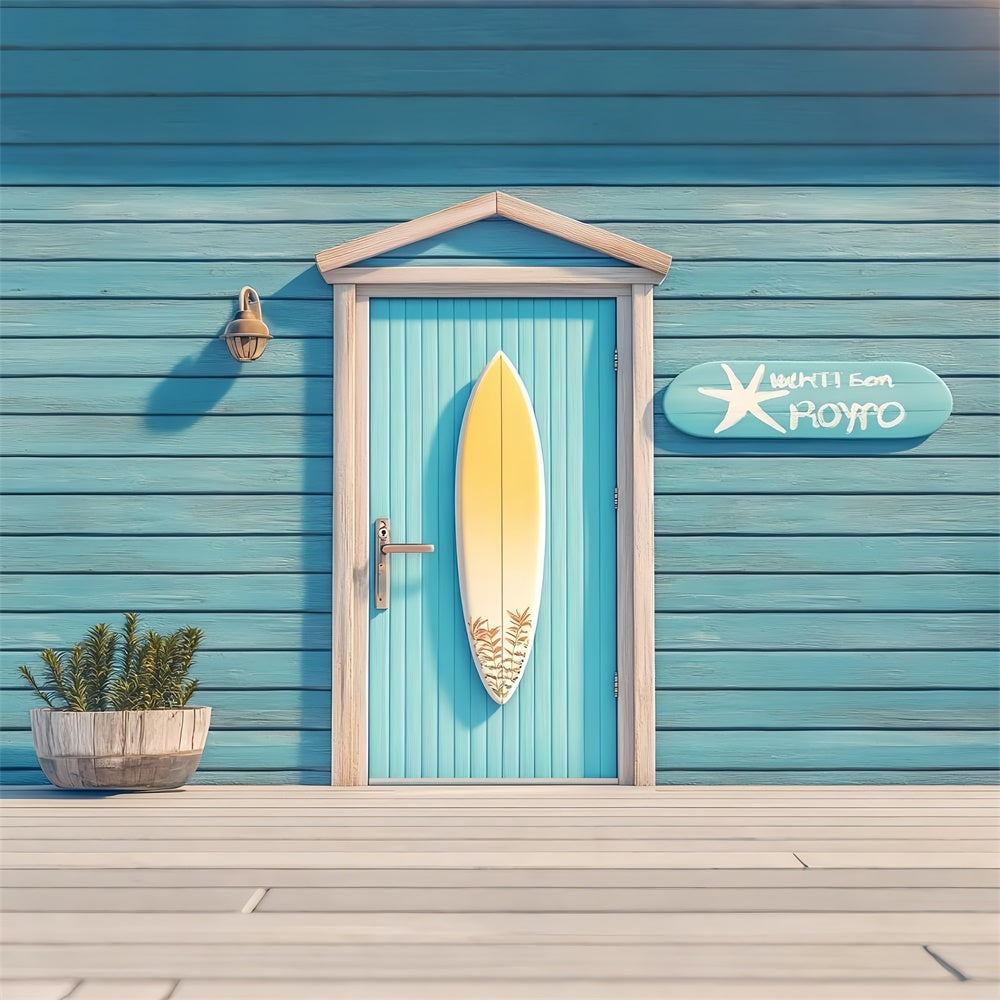 Fond Animal de compagnie Porte Bleue Bord de Mer Planche de Surf LXX1-296