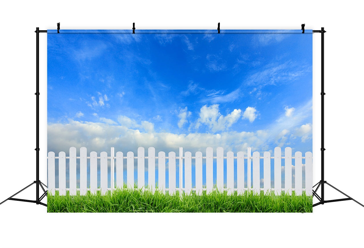 Toile de fond Ciel Jour Ensoleillé Barrière Blanche LXX1-303