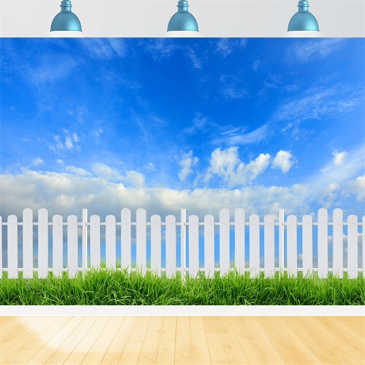 Toile de fond Ciel Jour Ensoleillé Barrière Blanche LXX1-303