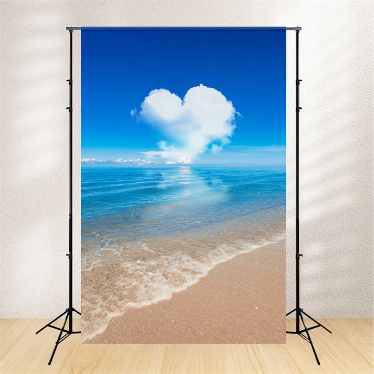 Toile de fond Ciel Bleu Océan Sérénité Nuage en Forme de Cœur LXX1-317