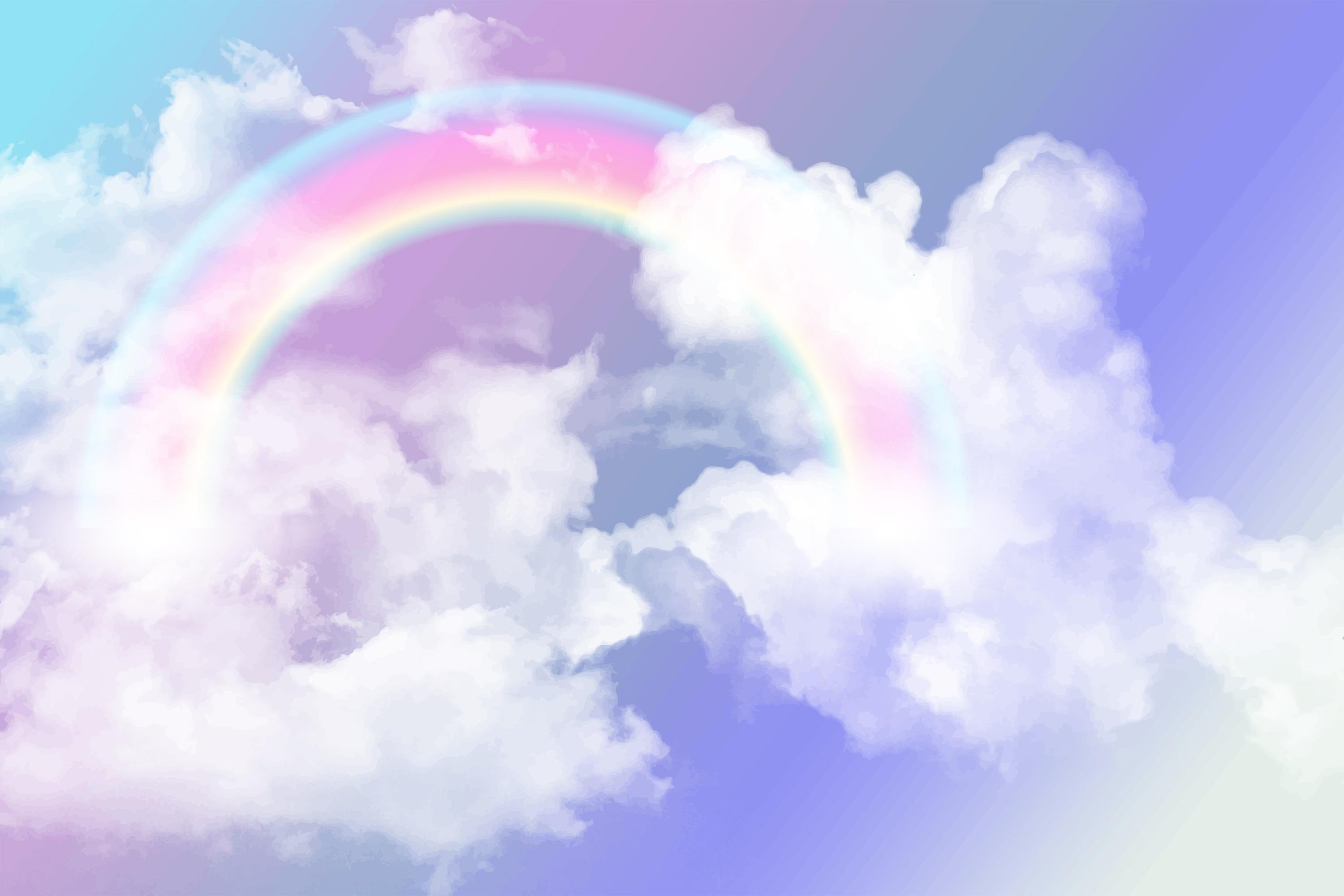 Toile de fond Arc-en-ciel Nuage Ciel Doux Nuages Cotonneux LXX1-326