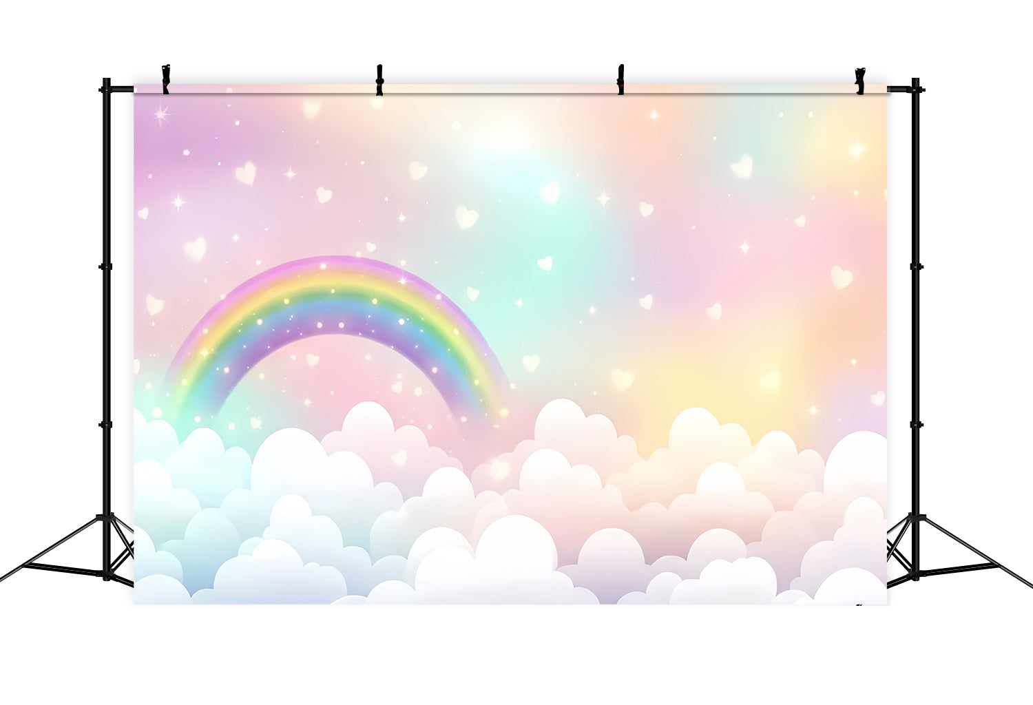 Toile de fond Ciel Doux Arc-en-ciel Cœur Étincelant Nuages LXX1-327