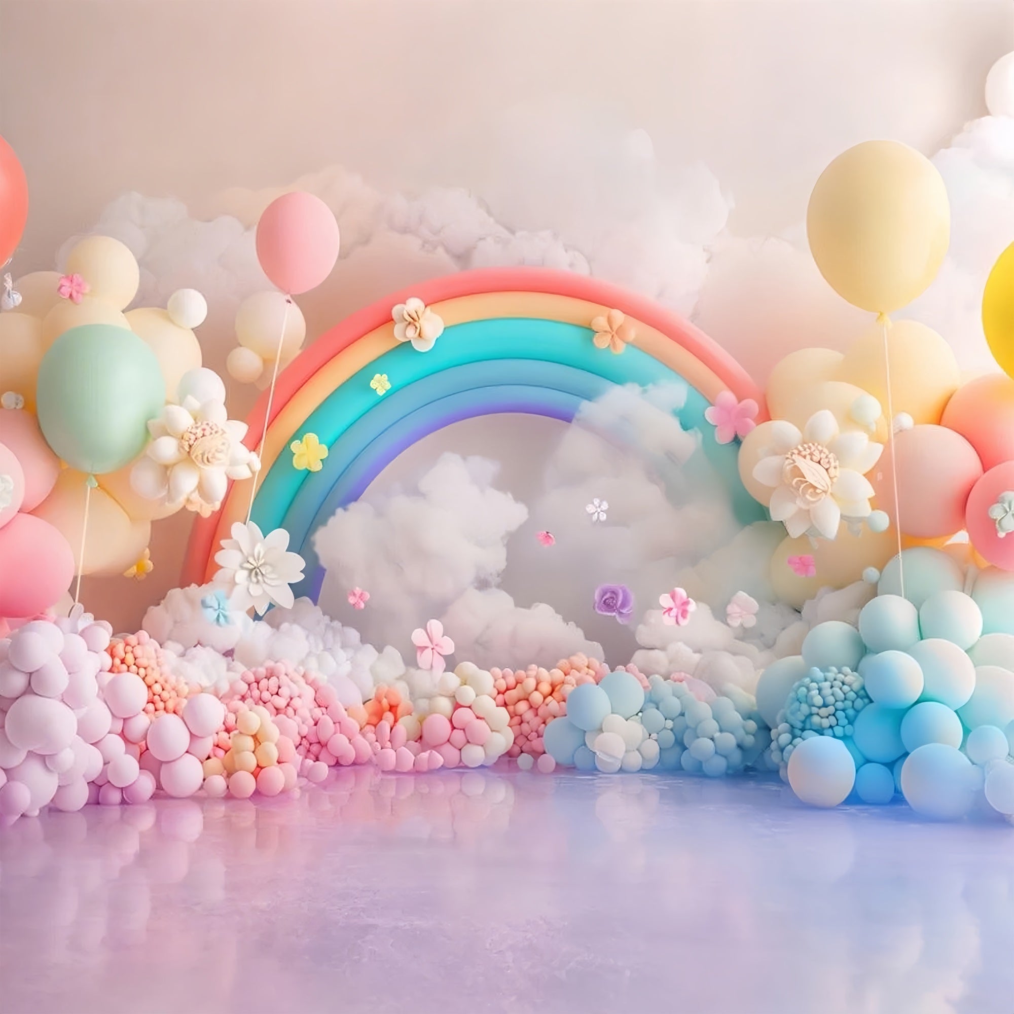 Toile de fond Nuages Arc-en-ciel Ballon Fleur LXX1-336