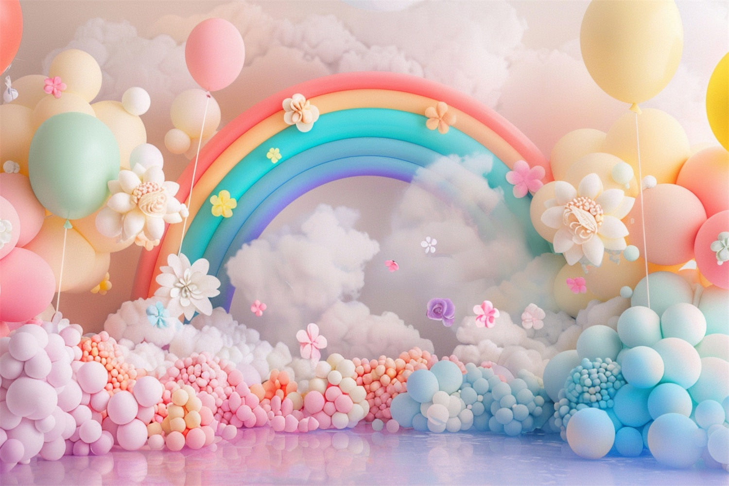Toile de fond Nuages Arc-en-ciel Ballon Fleur LXX1-336