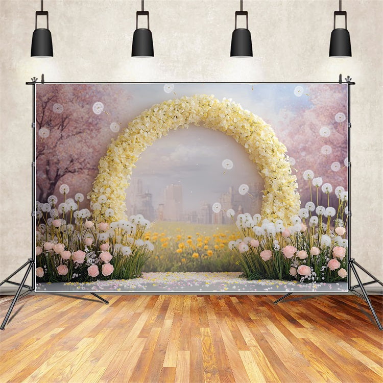 Toile de fond Printemps Arche Fleurie Pissenlit LXX1-63