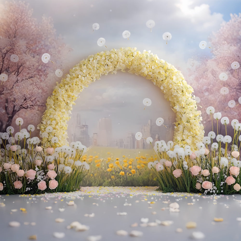 Toile de fond Printemps Arche Fleurie Pissenlit LXX1-63