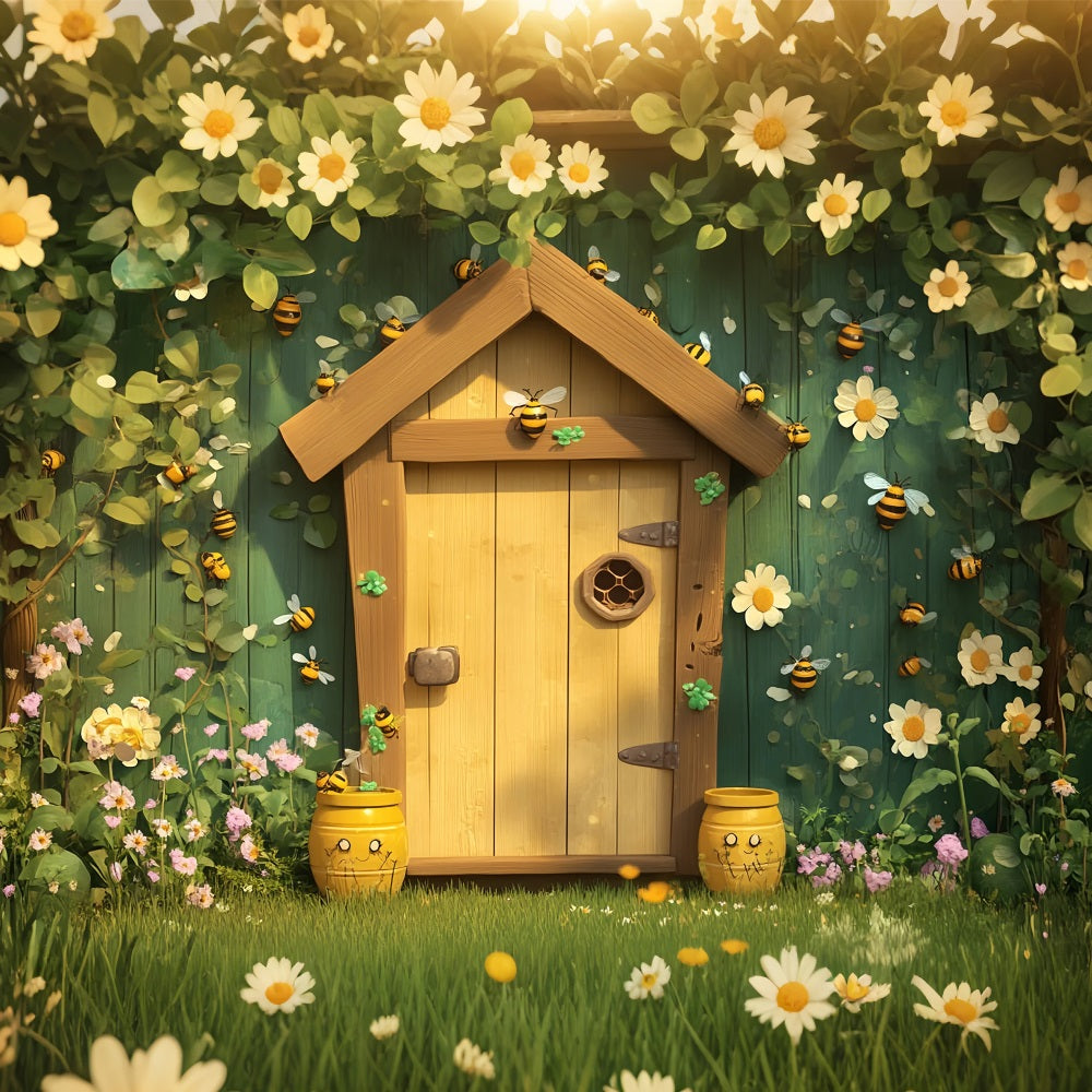 Fond Photo Printemps Cottage Floral Abeille LXX1-73