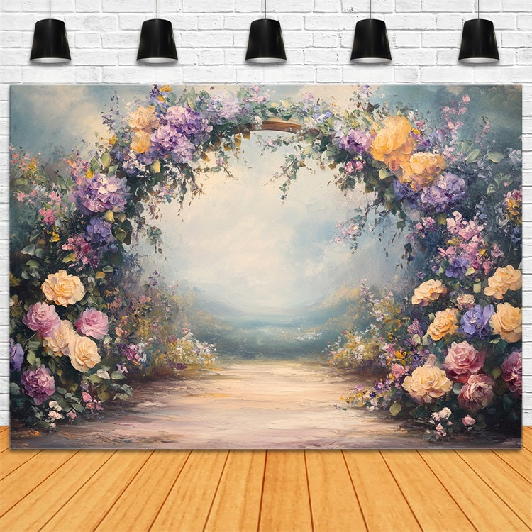 Fond Paysage Printemps Arche Fleurie Pastel Photographie LXX1-91