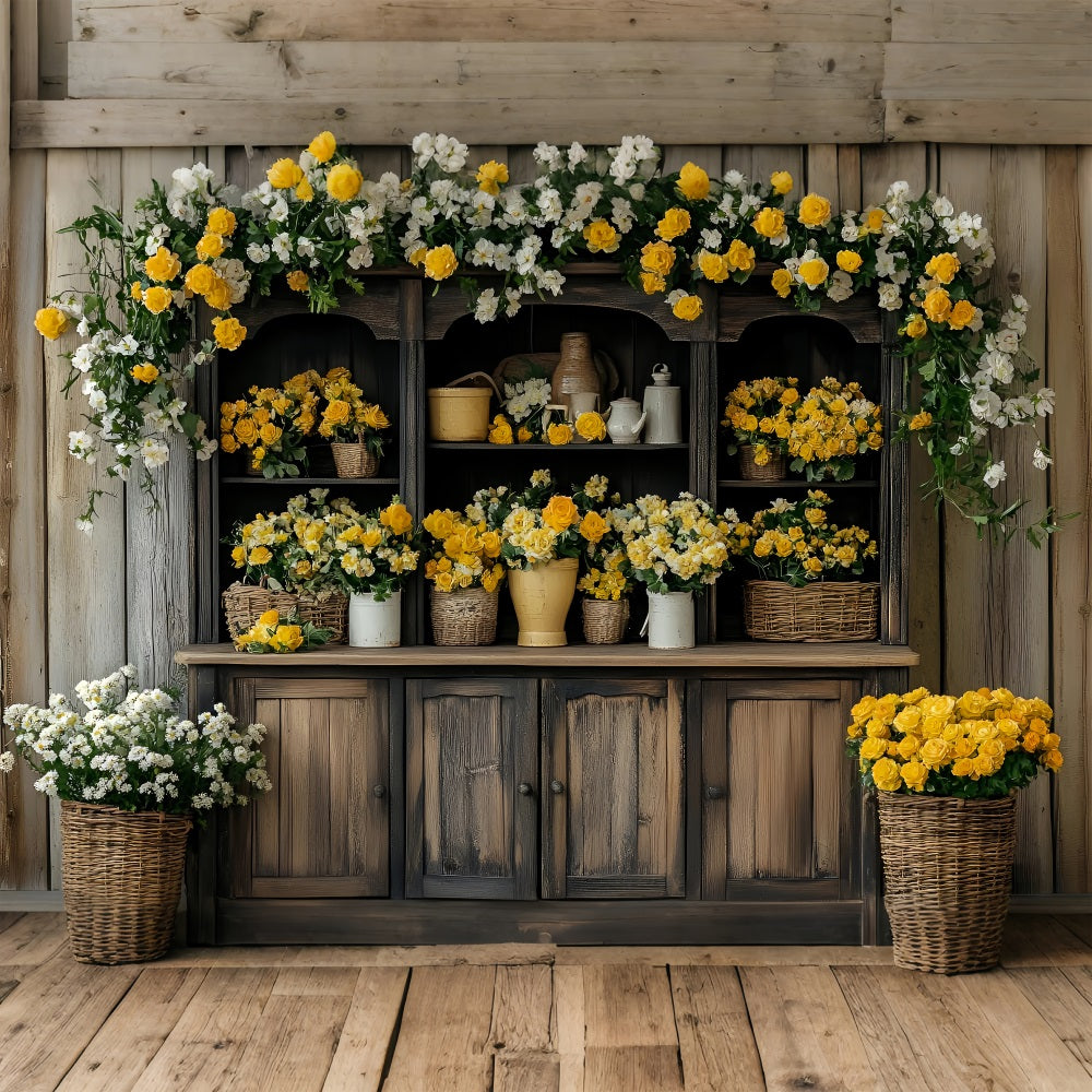 Fond Photo Printemps Cabinet Bois Fleurs Exposées LXX1-93